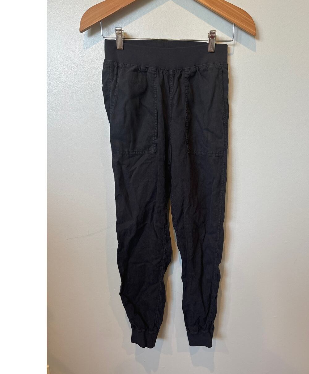 Faherty Arlie Day Pull On Taper Leg Linen Blend Jogger Pants Faded Black Sz XS